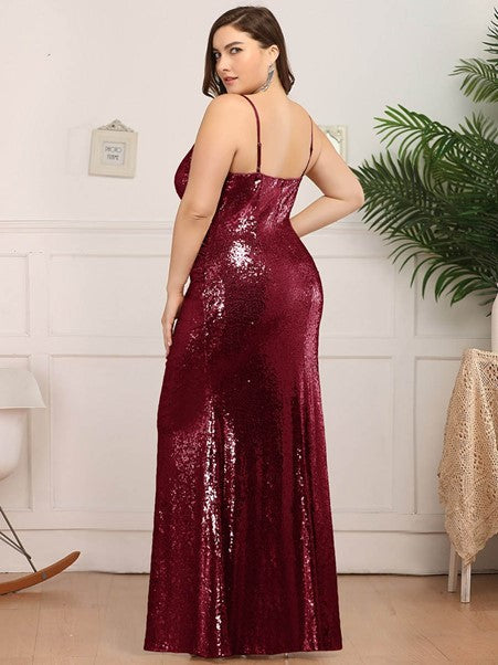 Sabrina Spaghetti Straps Fishtail Sequin Plus Size Evening Gown - Bella Bridesmaids Sabrina Spaghetti Straps Fishtail Sequin Plus Size Evening Gown - Bella Bridesmaids