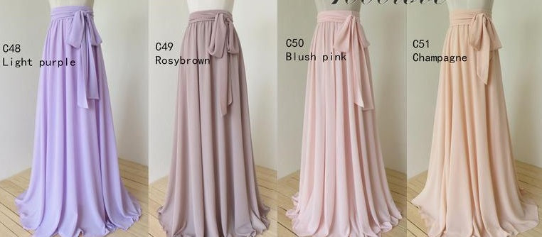 Floor Length Chiffon Skirt With Sash