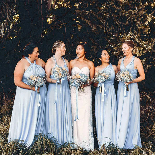 Dusty Blue Maxi Infinity Dress - Bella Bridesmaids Dusty Blue Maxi Infinity Dress - Bella Bridesmaids