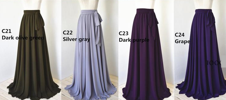 Floor Length Chiffon Skirt With Sash Bella Bridesmaids